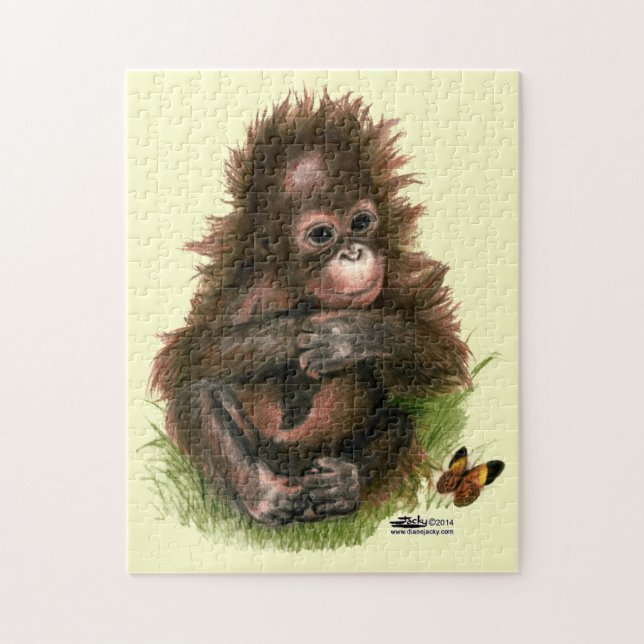 Puzzle Bébé orang-outan et papillon (Vertical)