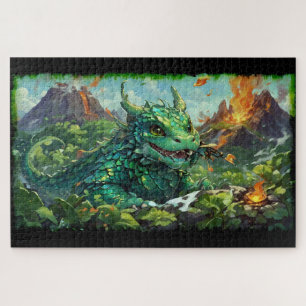 Puzzle Bébé vert Hawaiian Fire Dragon & Volcanoes