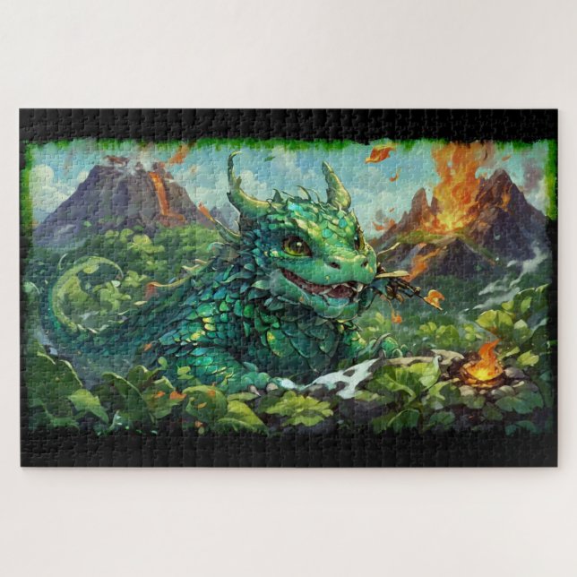 Puzzle Bébé vert Hawaiian Fire Dragon & Volcanoes (Horizontal)