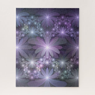Puzzle Bed of Flowers Trendy Shiny Abstract Fractal Art