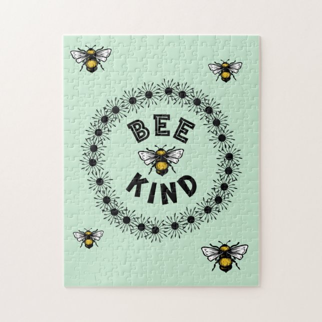 Puzzle Bee Genre Bumble Bee Kindness Design Floral (Vertical)