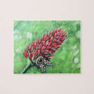Puzzle Bee on Crimson Clover Painting