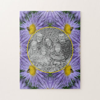 Puzzle Bee On Purple Flowers Nature Frame Ajouter Votre P