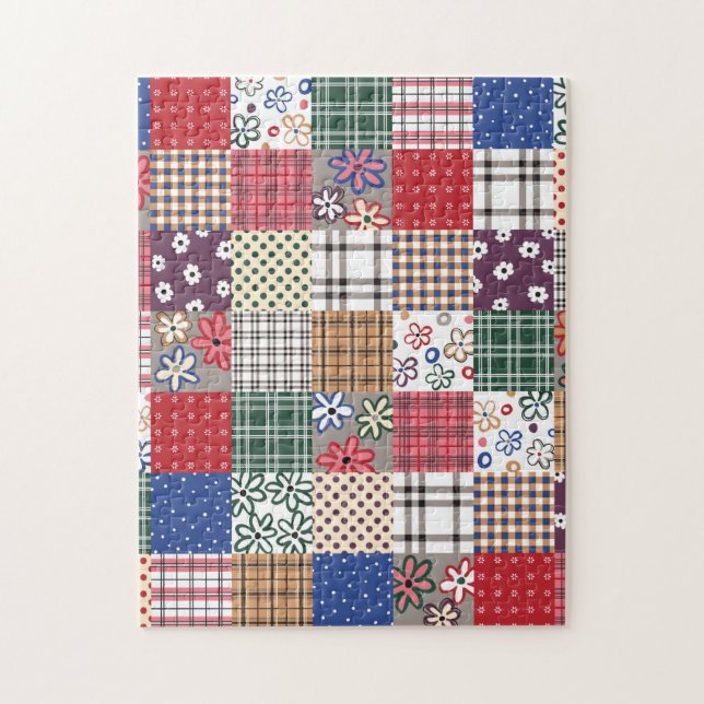 Puzzle Bel édredon de patchwork de pays (Vertical)