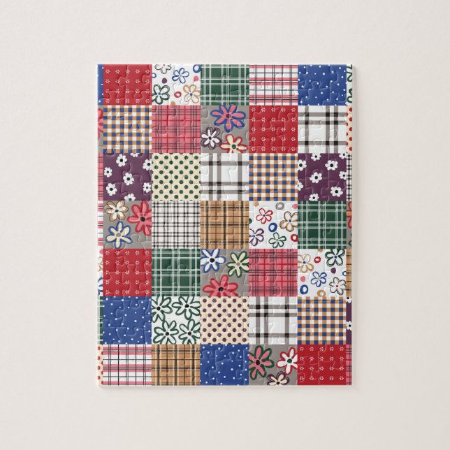 Puzzle Bel édredon de patchwork de pays (Vertical)