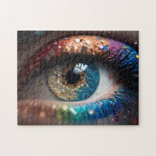 Puzzle bel oeil féminin avec maquillage