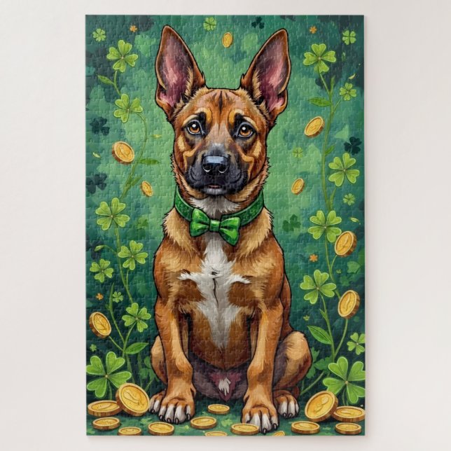 Puzzle Belgian Malinois St Patrick’s Day Lucky Dog (Vertical)