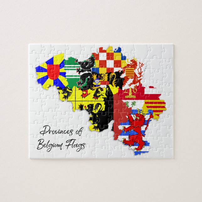 Puzzle Belgian Provinces Flags Map, Belgium, Educational (Horizontal)