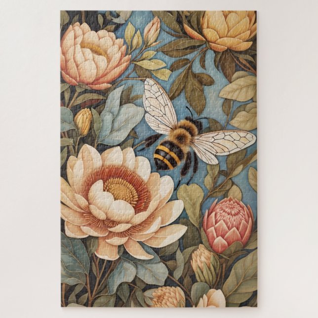 Puzzle Belle Abeille De Jardin Avec Fleurs Protea (Vertical)