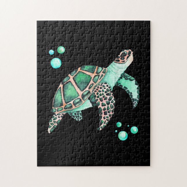 Puzzle Belle aquarelle de la tortue marine (Vertical)