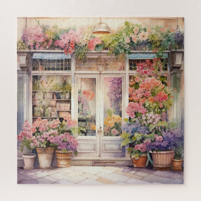 Puzzle Belle aquarelle florale devant la vitrine (Vertical)