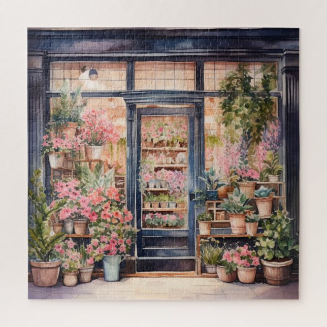 Puzzle Belle aquarelle florale devant la vitrine (Vertical)