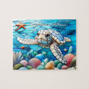 Puzzle Belle Bébé Blanc Nage de tortue marine