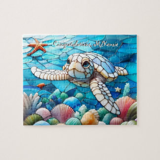 Puzzle Belle Bébé Blanc Nage de tortue marine