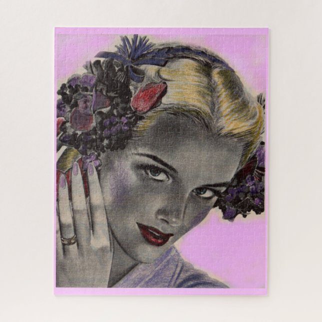 Puzzle belle blonde avec des fleurs dans ses cheveux (Vertical)