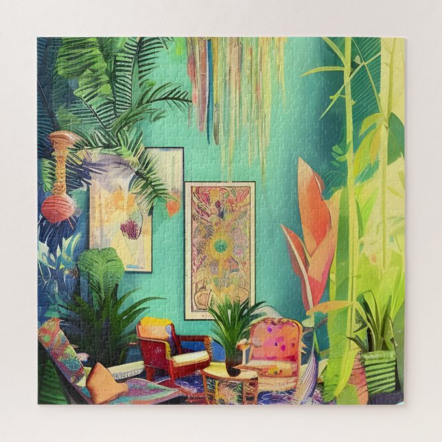 Puzzle Belle Boho Tropical Plantes Salon (Vertical)