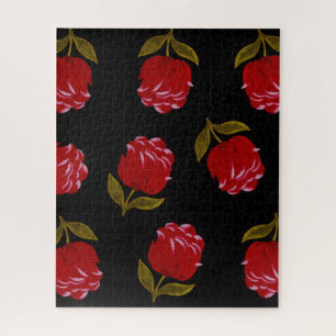 Puzzle Belle broderie de roses rouges motif sans soudure