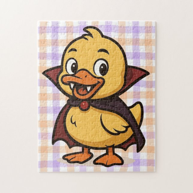Puzzle Belle caricature canard d'Halloween vampire (Vertical)