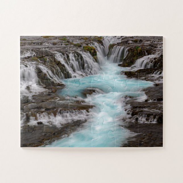 Puzzle Belle cascade de Blue Bruarfoss en Islande (Horizontal)