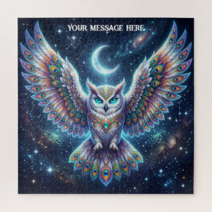 Puzzle Belle chouette aux plumes de paon la nuit