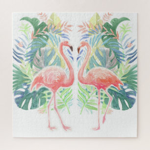 Puzzle Belle Conte Fée Pour Deux Flamants roses Fleur Tro