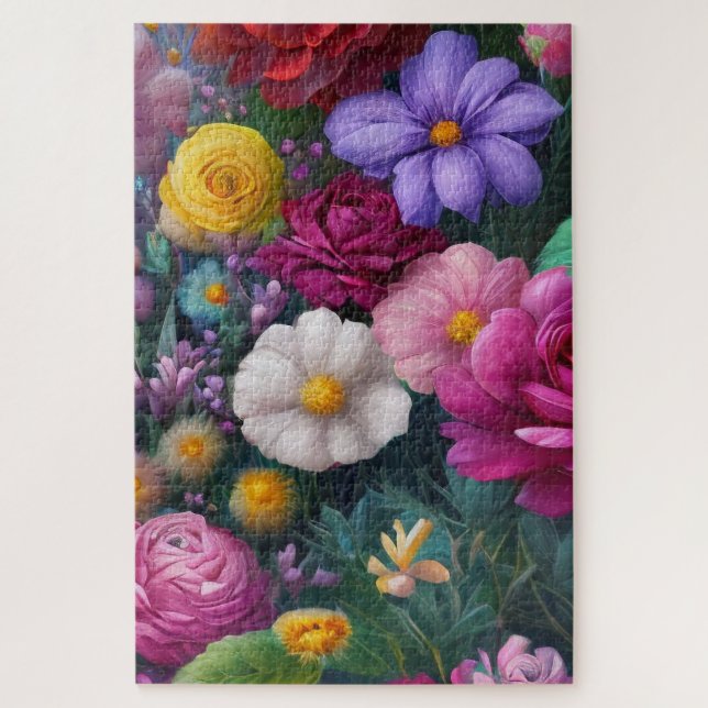 Puzzle Belle couleur vibrante Fleurs mixtes amusant (Vertical)