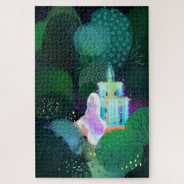Puzzle Belle Dame à la Fontaine du Jardin (Vertical)