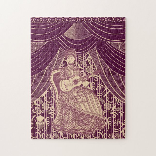 Puzzle Belle dame avec guitare (Vertical)
