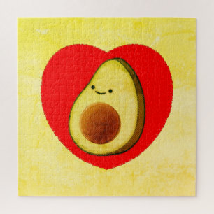 Puzzle Belle Dessin Avocado En Peinture De Coeur Rouge