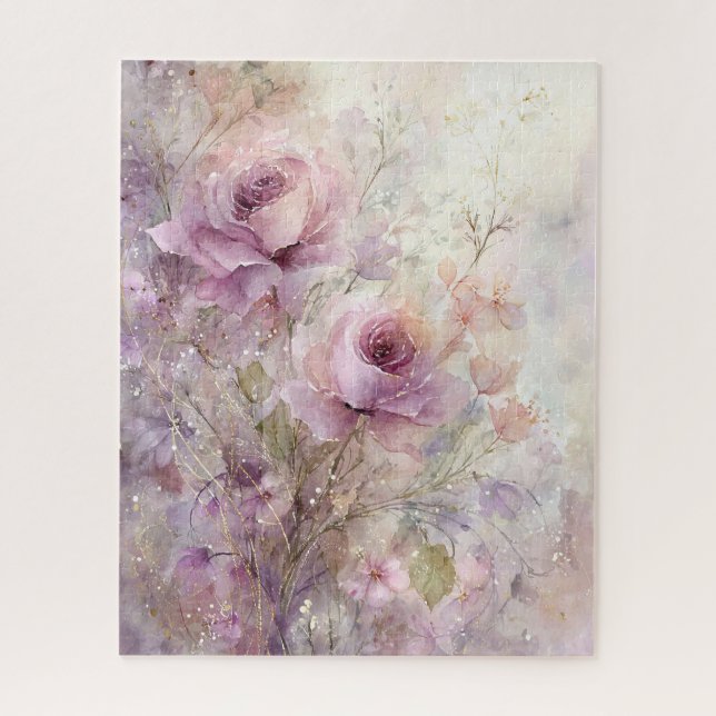 Puzzle Belle, Élégante Rose Florale Rose (Vertical)