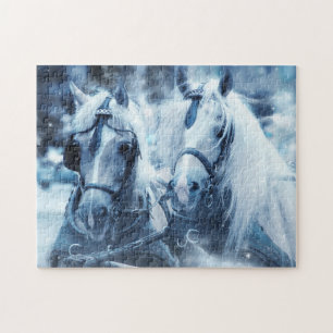 Puzzle Belle équipe Cheval Hiver Conduite photo