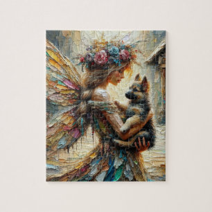 Puzzle Belle Fée Et Berger Allemand Chiot