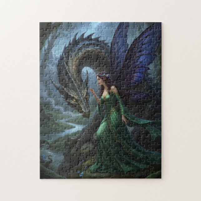 Puzzle Belle Fée rencontrant un Dragon (Vertical)
