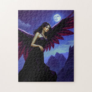 Puzzle Belle fée sur la montagne avec lune