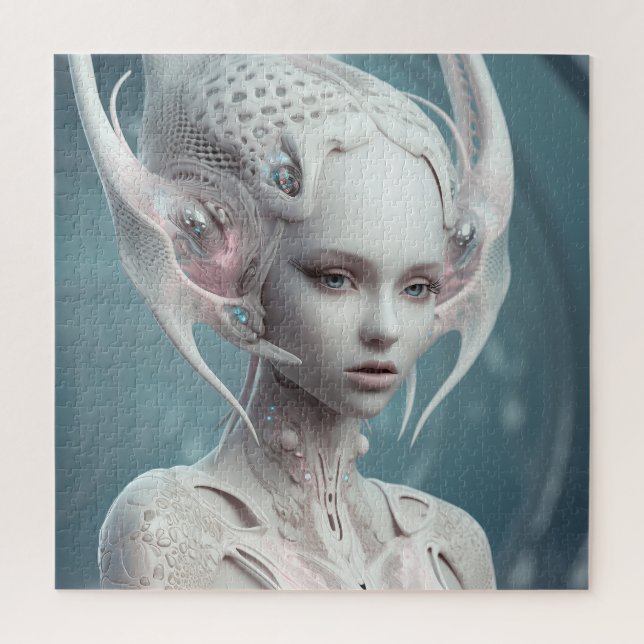 Puzzle Belle femme Alien en blanc (Vertical)