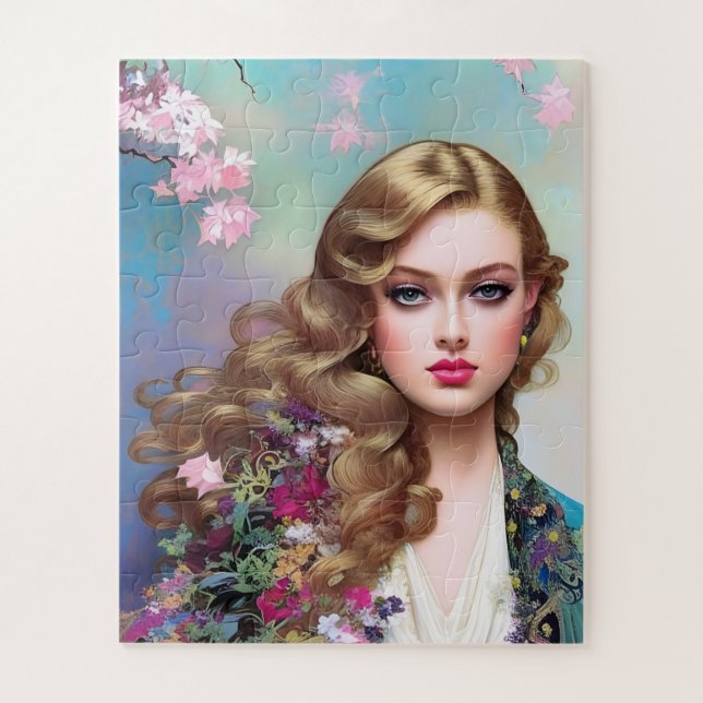 Puzzle Belle femme au printemps (Vertical)