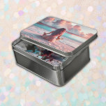 Puzzle Belle femme méditant sur la plage vierge<br><div class="desc">Belle femme méditant sur une plage de sable blanc et de verre de mer brillant. Nuages roses et bleus fluffy et eau bleu pâle.</div>