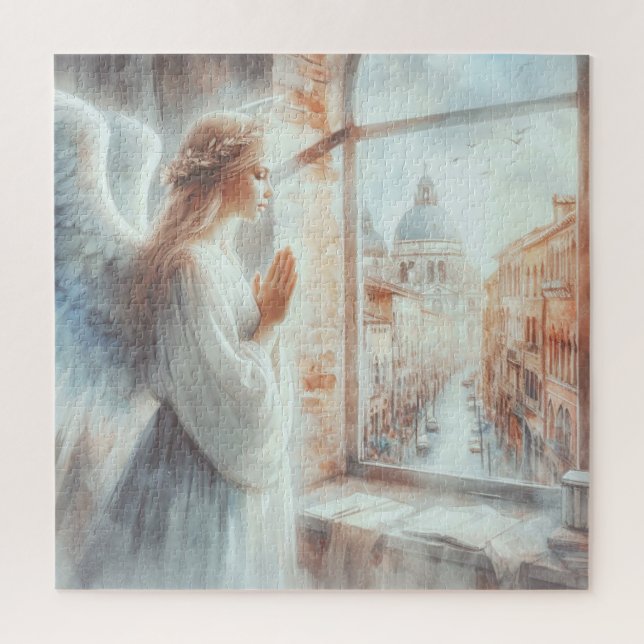 Puzzle Belle Figure Angélique à l'Aura Blanche Priant (Vertical)