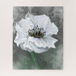 Puzzle Belle Fleur Blanche - Peinture d'Art Blanc Noir