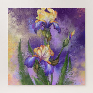 Puzzle Belle Fleur Iris - Art Dessin Masqué