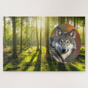 Puzzle Belle Forêt Wolf Et Sunrise