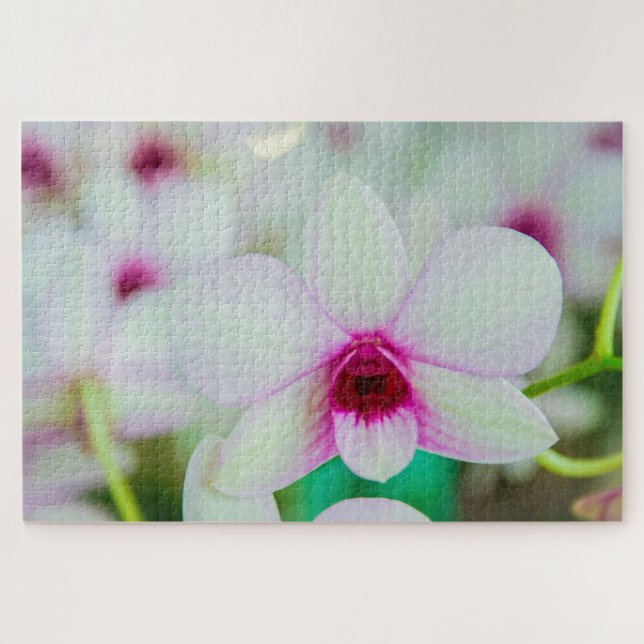 Puzzle Belle fuchsia et fleur blanche (Horizontal)
