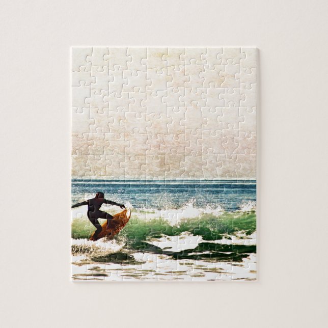 Puzzle Belle Huntington Beach Surfer Riding Waves (Vertical)