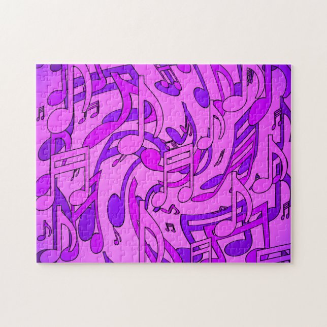 Puzzle Belle Musique Notes musicales Upbeat Rose violet (Horizontal)