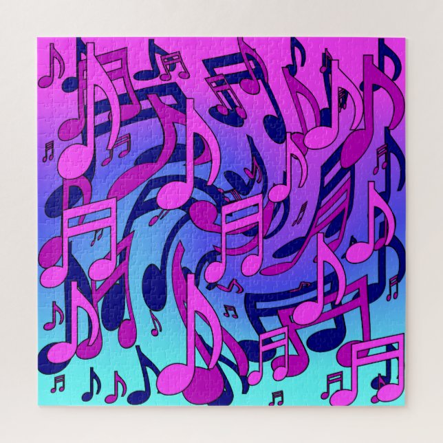 Puzzle Belle Musique Notes vives Pink Purple Blue Aqua (Vertical)