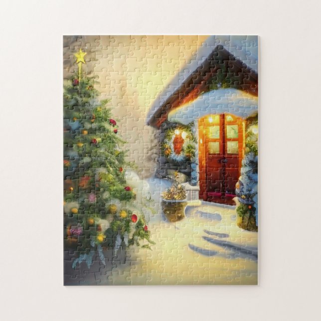 Puzzle Belle nuit de Noël avec arbre et neige (Vertical)