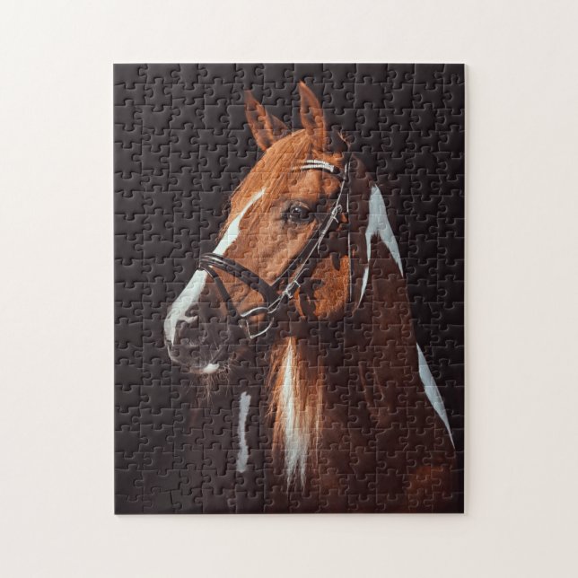 Puzzle Belle peinture Brown Cheval Portrait Photo (Vertical)
