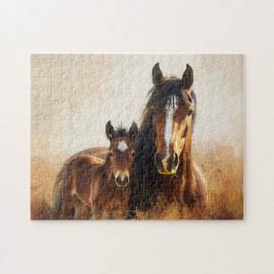 Puzzle Belle peinture de jument et de poulain