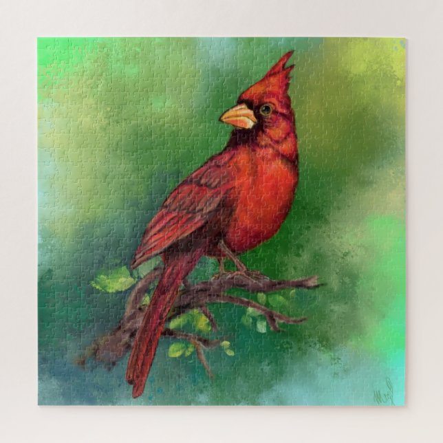 Puzzle Belle peinture d'oiseaux du Cardinal rouge du Nord (Vertical)