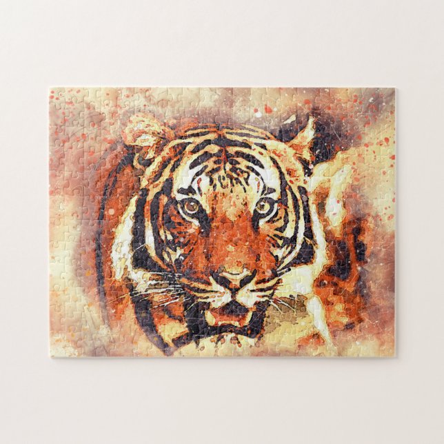 Puzzle Belle peinture sur tigre du Bengale | Chat sauvage (Horizontal)